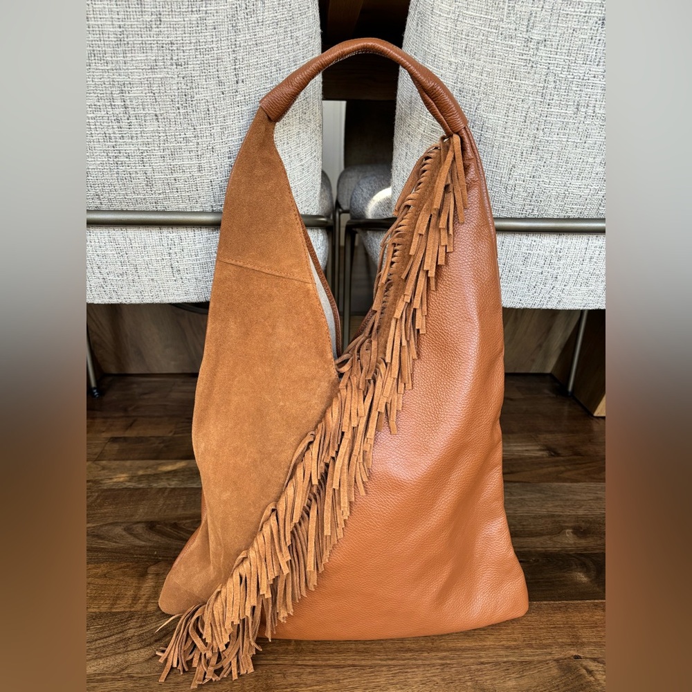 Mathilda C brown leather and suede tote (Canadian Brand)